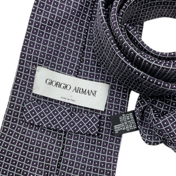 GIORGIO ARMANI XL Purple Geometric Silk LUXURY Tie ITALY - Picture 3 of 4
